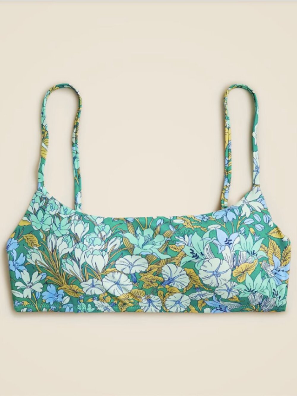 J.Crew Scoopneck bikini top in aqua blooms bright patina M